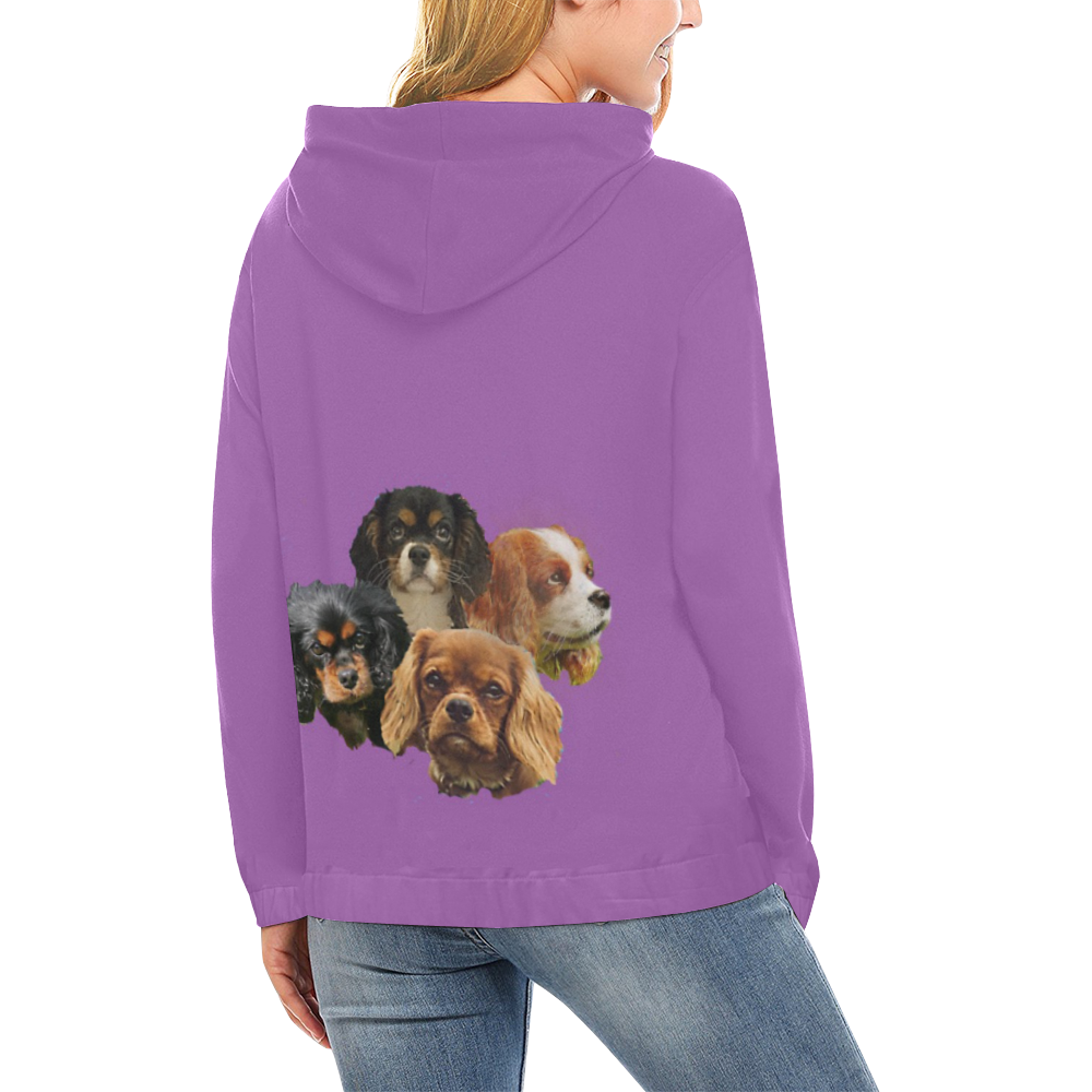 Cavaliers Four Colors All Over Print Hoodie for Women (USA Size) (Model H13)
