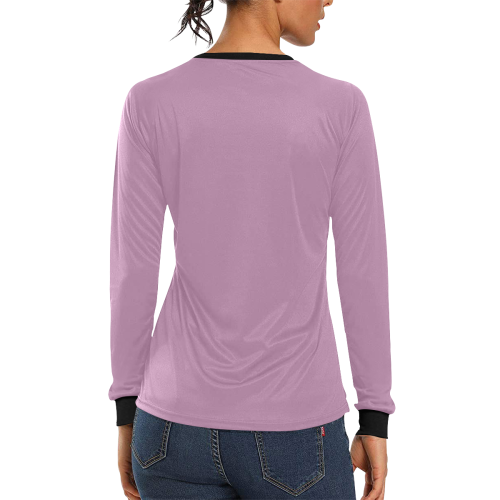 color mauve Women's All Over Print Long Sleeve T-shirt (Model T51)