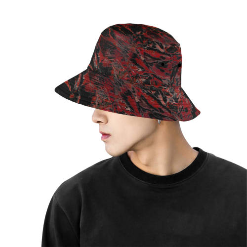 100 wheelVibe_8500 21 DIRTY BLACK RED All Over Print Bucket Hat for Men