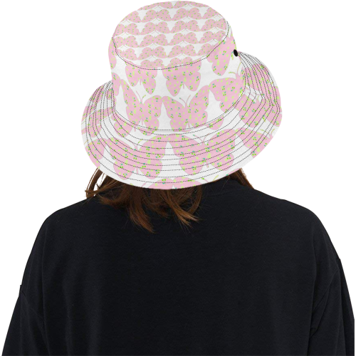 Butterflies Abstract Pale Pink All Over Print Bucket Hat