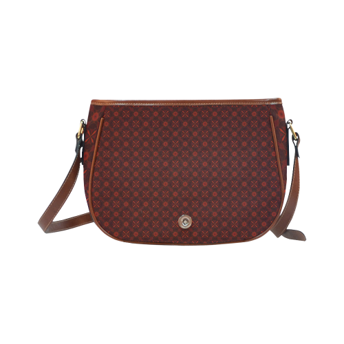 Brown Geometric Pattern Saddle Bag/Small (Model 1649) Full Customization