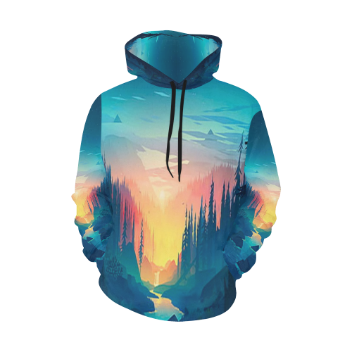 Nature Outdoor Art All Over Print Hoodie for Men/Large Size (USA Size) (Model H13)