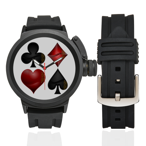 Las Vegas Black and Red Casino Poker Card Shapes Men's Sports Watch(Model 309)
