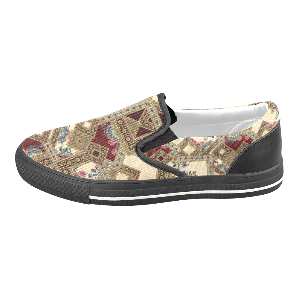 Luxury Abstract Design Women's Slip-on Canvas Shoes/Large Size (Model 019)