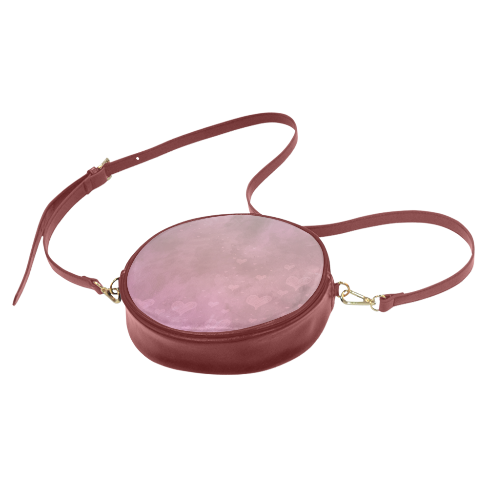 Romantic Hearts In Pink Round Sling Bag (Model 1647)