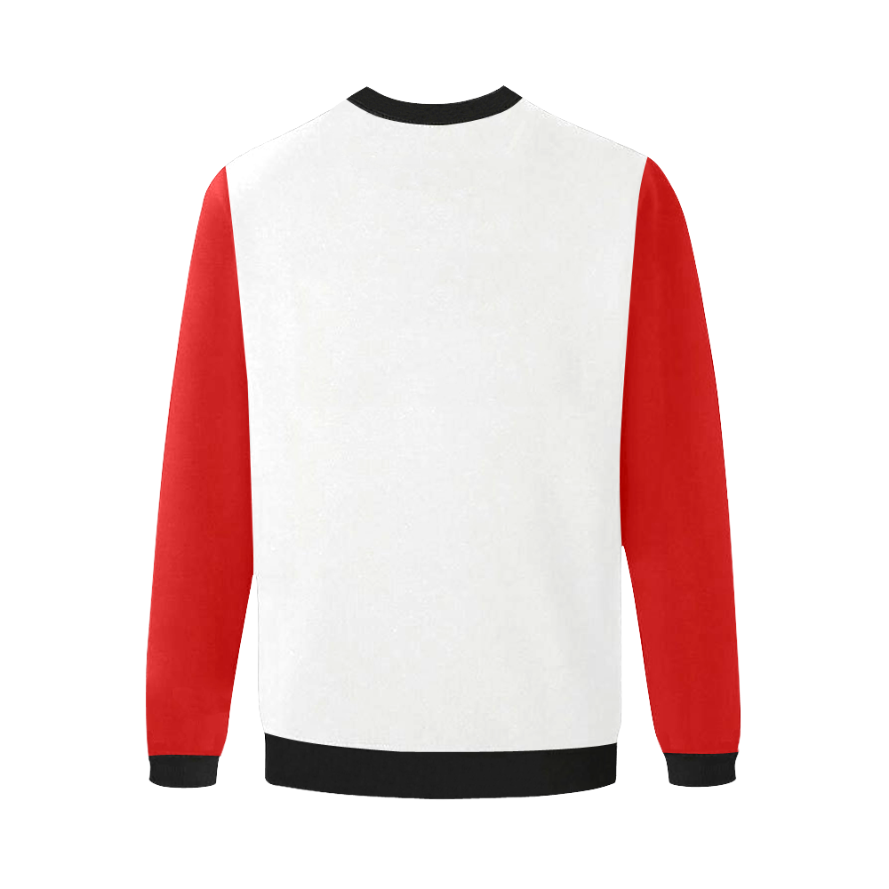 PACE Mens Red/White Motion Sweater Men's Oversized Fleece Crew Sweatshirt (Model H18)