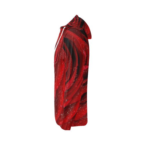 Red rosa All Over Print Full Zip Hoodie for Women (Model H14)
