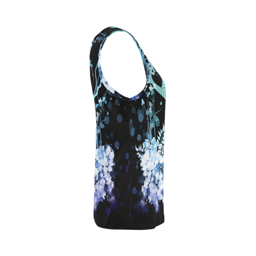 Awesome wolf with flowers All Over Print Tank Top for Women (Model T43)