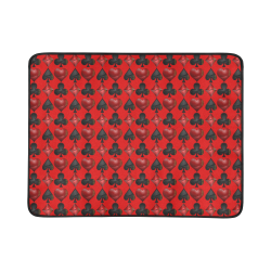 Las Vegas Black and Red Casino Poker Card Shapes on Red Beach Mat 78"x 60"