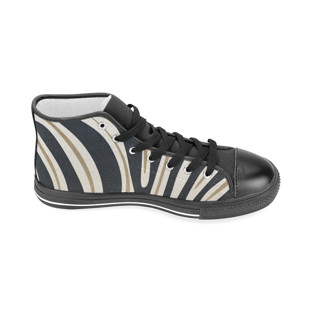 BLACK AND GOLD STRIP Men’s Classic High Top Canvas Shoes (Model 017)