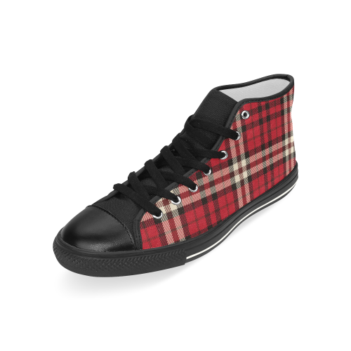 stripe red Men’s Classic High Top Canvas Shoes (Model 017)