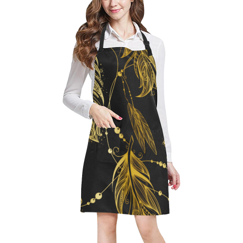 Golden Feathers All Over Print Apron