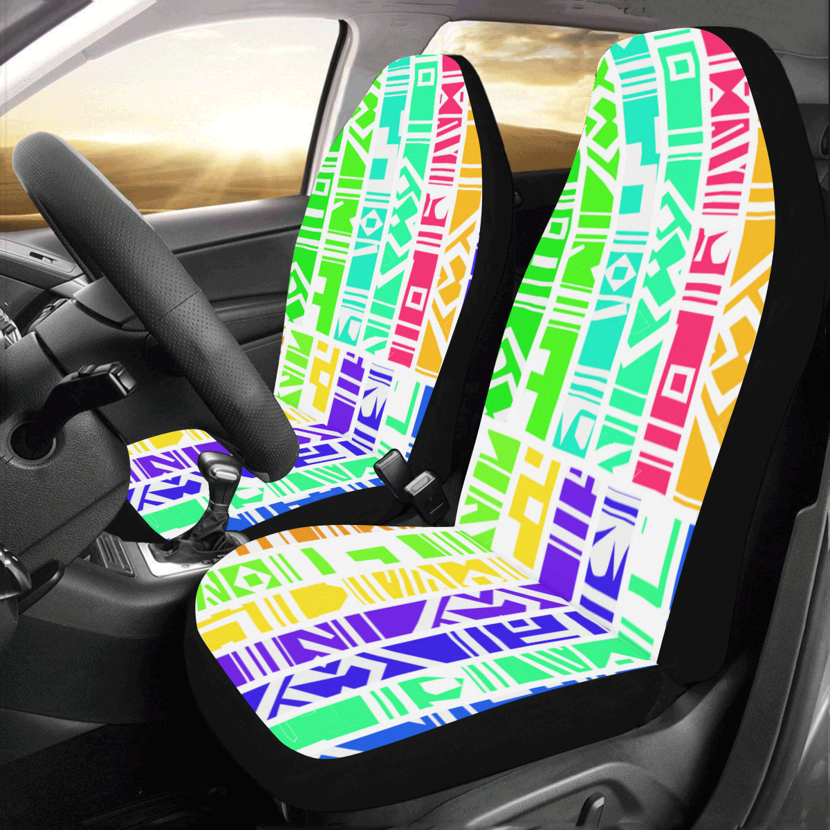 Colorful stripes Car Seat Covers (Set of 2)