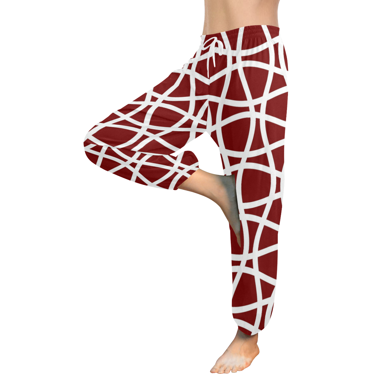 Crimson and white pattern Women's All Over Print Harem Pants (Model L18)