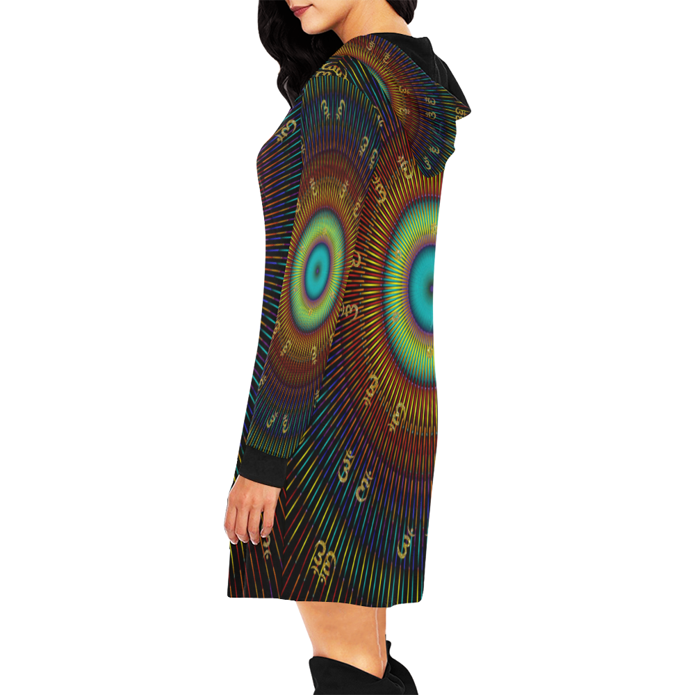 aum kaleidoscope All Over Print Hoodie Mini Dress (Model H27)