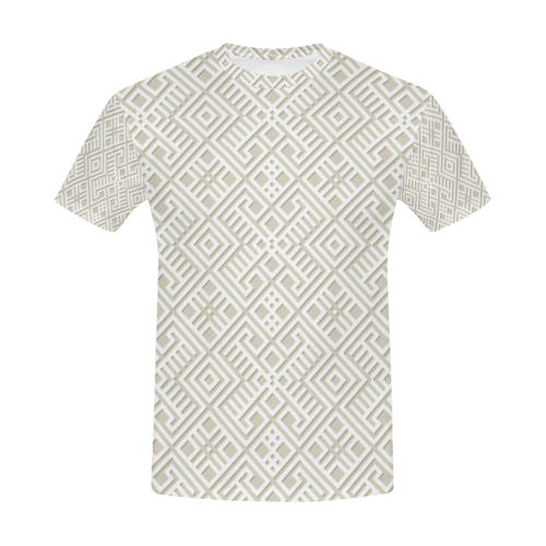 White 3D Geometric Pattern All Over Print T-Shirt for Men (USA Size) (Model T40)