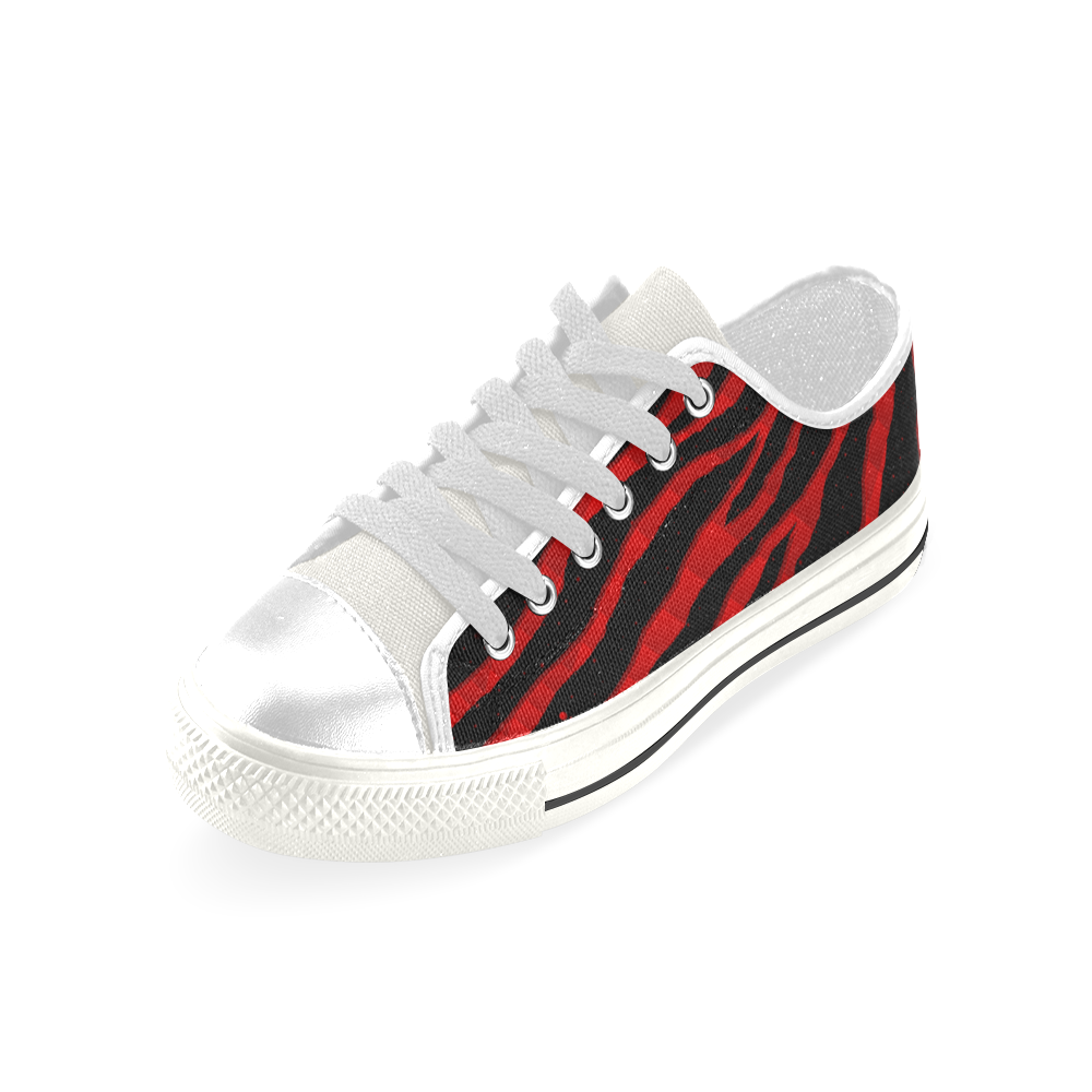 Ripped SpaceTime Stripes - Red Men's Classic Canvas Shoes (Model 018)