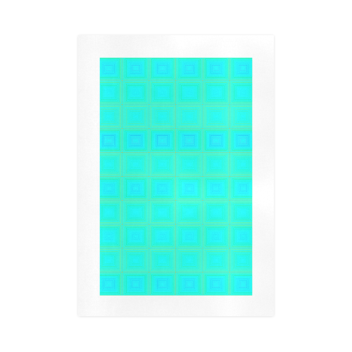 Baby blue yellow multicolored multiple squares Art Print 16‘’x23‘’