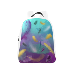 Dancing Feathers - Turquoise and Purple School Backpack (Model 1601)(Medium)