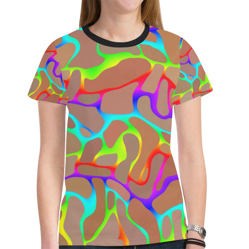 Colorful wavy shapes New All Over Print T-shirt for Women (Model T45)