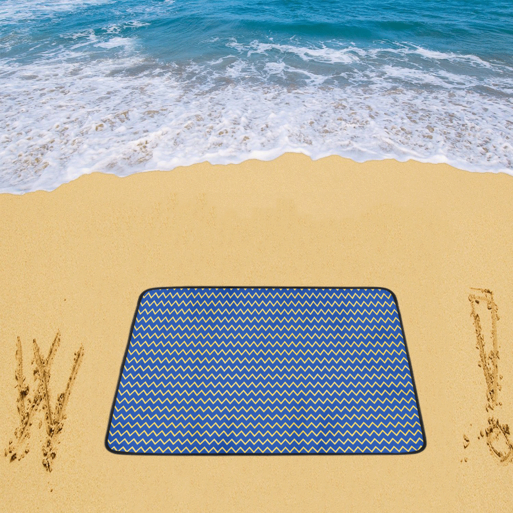 Chevron Jaune/Bleu Beach Mat 78"x 60"