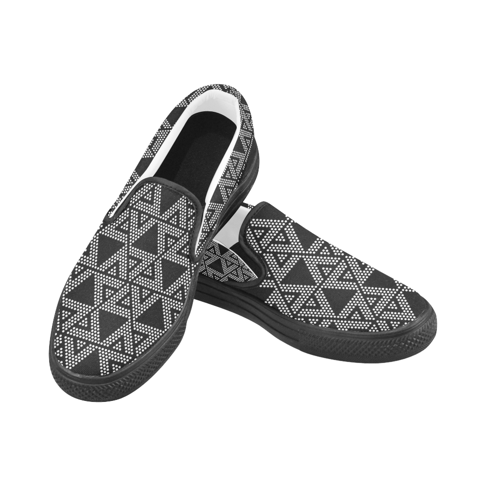 Polka Dots Party Slip-on Canvas Shoes for Men/Large Size (Model 019)