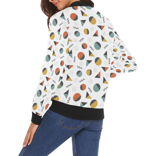 Geo Cutting Shapes All Over Print Bomber Jacket for Women (Model H19)
