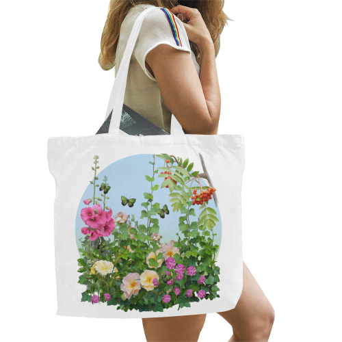 Flower Summer Garden - Floral Watercolors Canvas Tote Bag/Large (Model 1702)