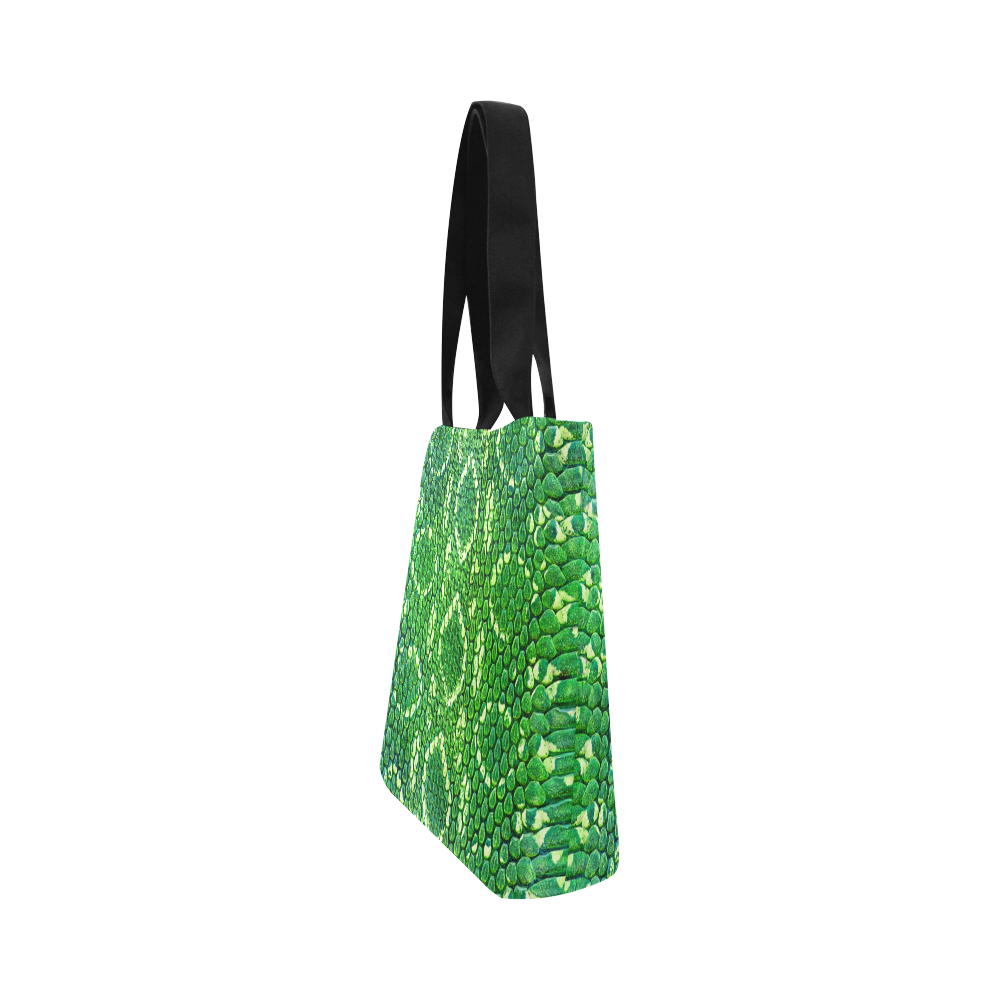SNAKE LEATHER 5 GREEN Canvas Tote Bag (Model 1657)