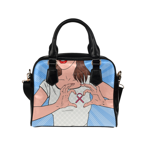 Breast Cancer Pop Art Shoulder Handbag (Model 1634)