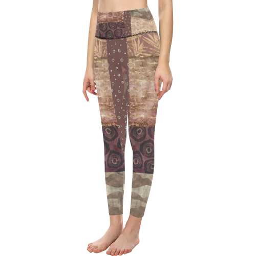 African Python Patchwork Women's All Over Print High-Waisted Leggings (Model L36)