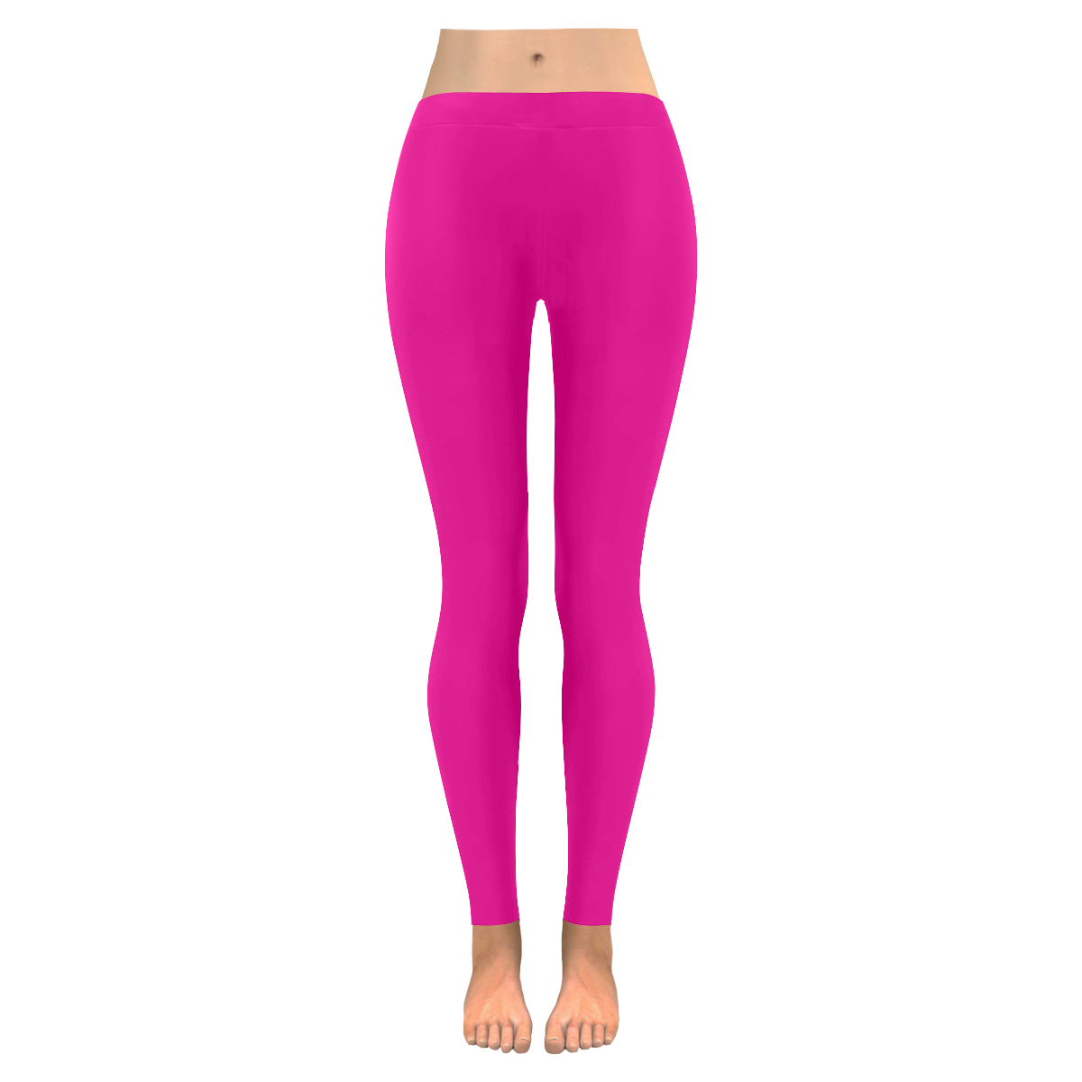 Shiny Hot Pink Metallic Women's Low Rise Leggings (Invisible Stitch) (Model L05)