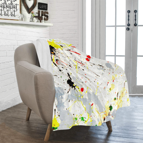 Yellow & Black Paint Splatter Ultra-Soft Micro Fleece Blanket 40"x50"