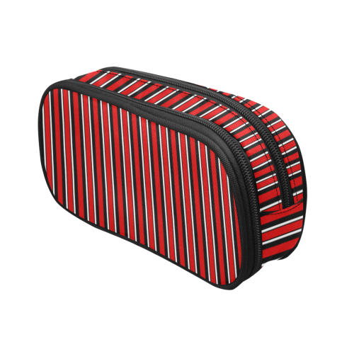 Stripes Black, Red and White Pencil Pouch/Large (Model 1680)