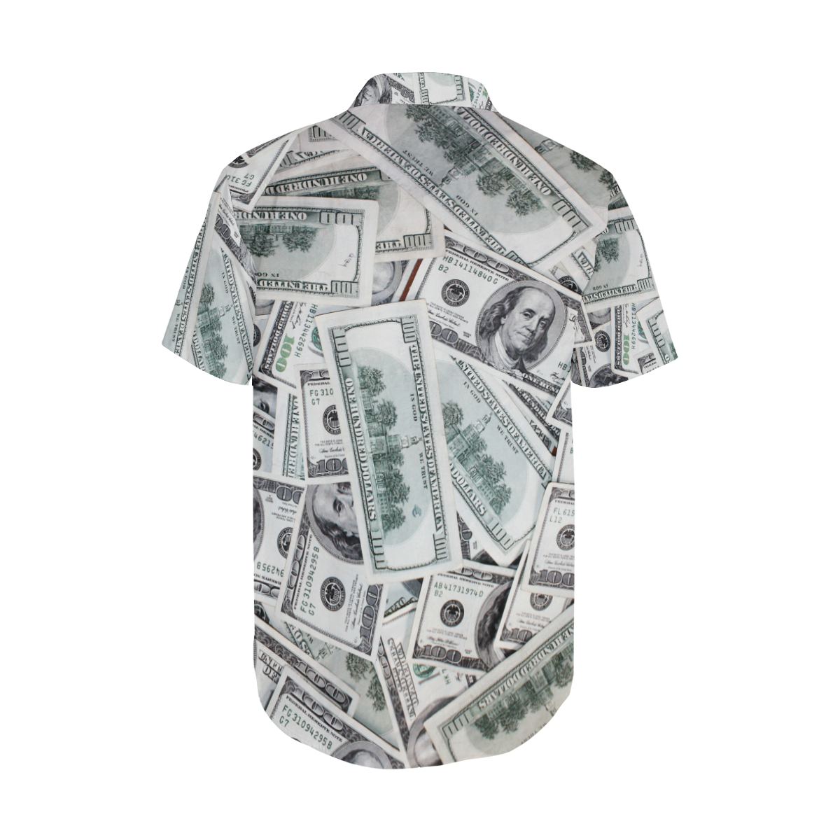 Cash Money / Hundred Dollar Bills Men's Short Sleeve Shirt with Lapel Collar (Model T54)