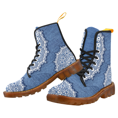 Denim And Lace Martin Boots For Women Model 1203H