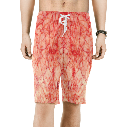 Red scratch pattern Men's All Over Print Board Shorts (Model L16)