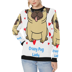 bulldog love Women's Rib Cuff Crew Neck Sweatshirt (Model H34)
