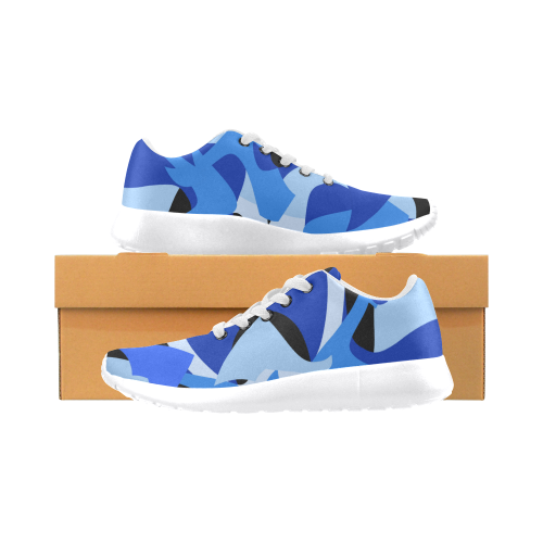 Camouflage Abstract Blue and Black Women's Running Shoes/Large Size (Model 020)