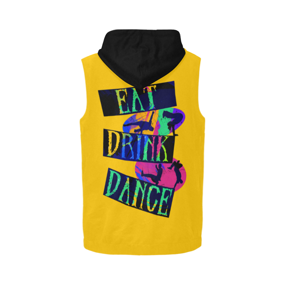 Break Dancing Colorful / Yellow / Black All Over Print Sleeveless Zip Up Hoodie for Men (Model H16)