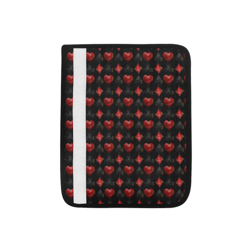 Las Vegas Black and Red Casino Poker Card Shapes on Black Car Seat Belt Cover 7''x8.5''