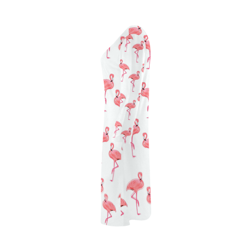 Classic Pink Flamingo Pattern Bateau A-Line Skirt (D21)