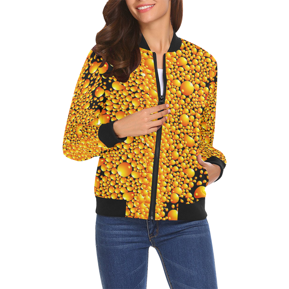 yellow bubble All Over Print Bomber Jacket for Women (Model H19)