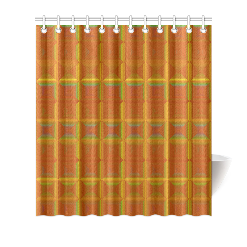 Copper reddish multicolored multiple squares Shower Curtain 66"x72"