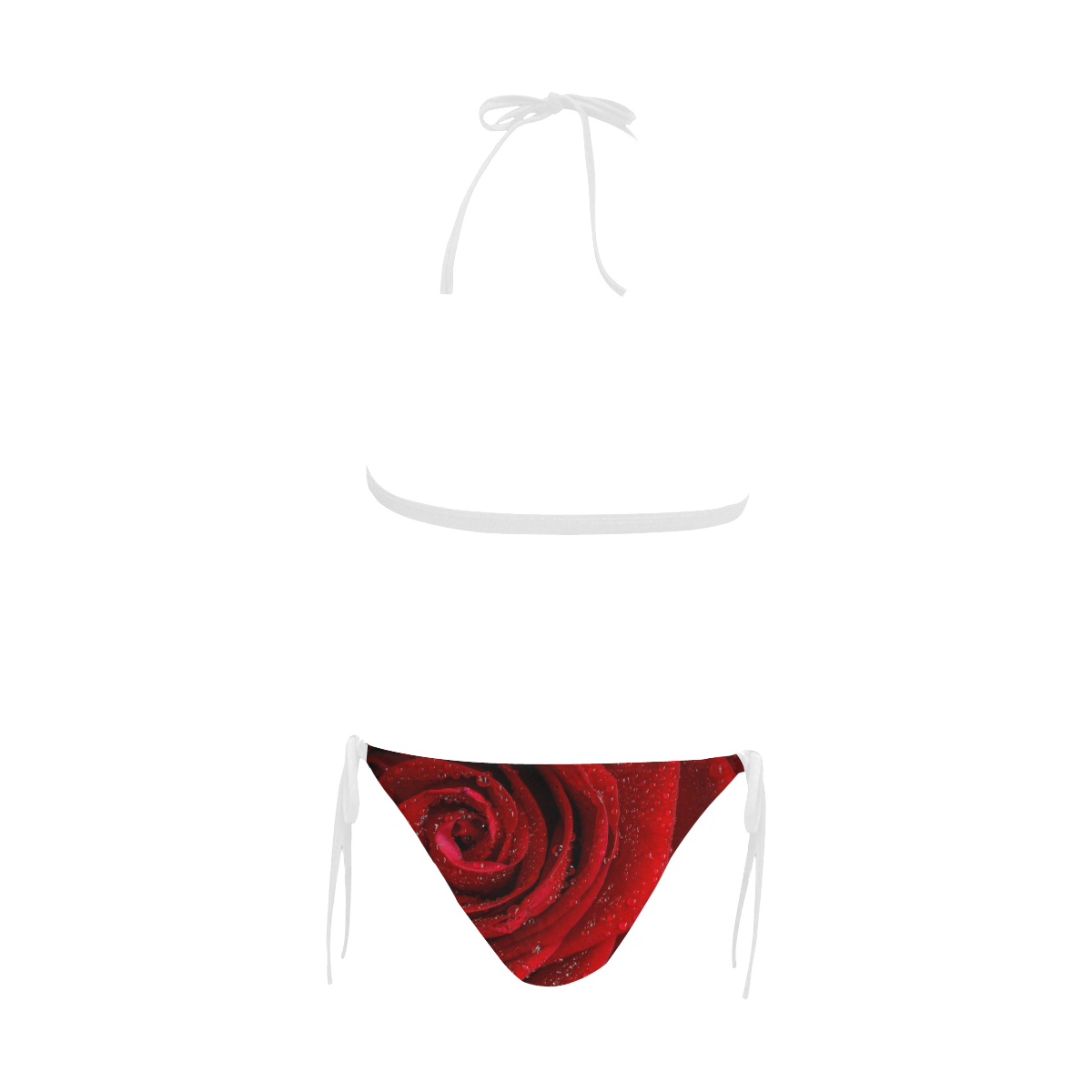 Red rosa Buckle Front Halter Bikini Swimsuit (Model S08)