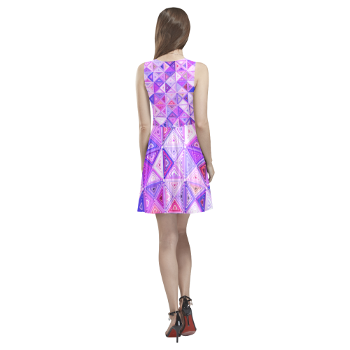 Colorful Geometric Pattern Thea Sleeveless Skater Dress(Model D19)
