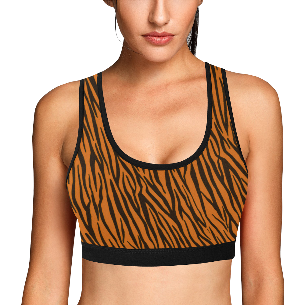 Orange Zebra Pattern Women's All Over Print Sports Bra (Model T52)