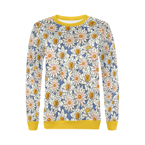 Golden Lamassu Flower All Over Print Crewneck Sweatshirt for Women (Model H18)