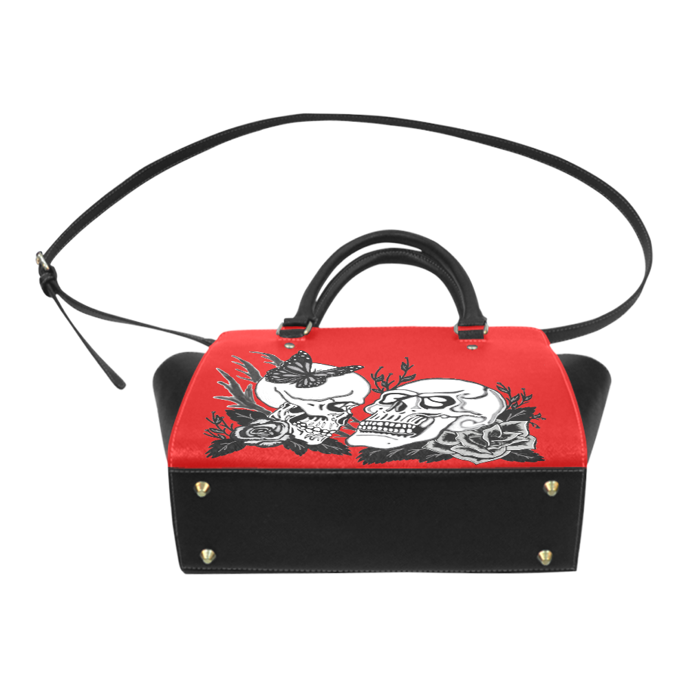 Eternal Love Black Metallic Red Classic Shoulder Handbag (Model 1653)
