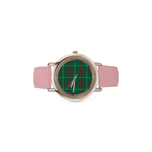 Welsh National Tartan Women's Rose Gold Leather Strap Watch(Model 201)
